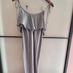 Free People Grey Satin Maxi Reversible Dress Sz M
